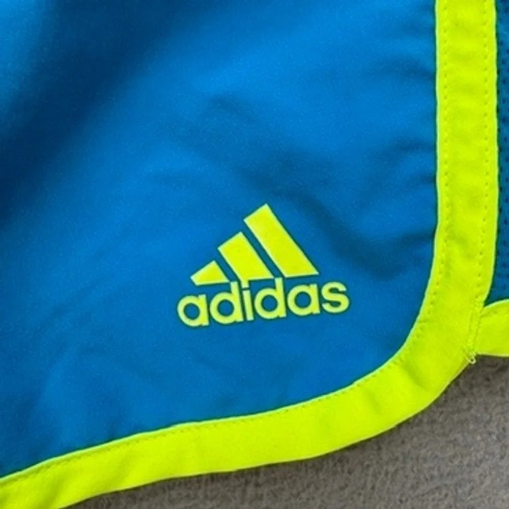Adidas Running Shorts Marathon 10 Regular Fit Medium Blue Neon Yellow 3 Stripe